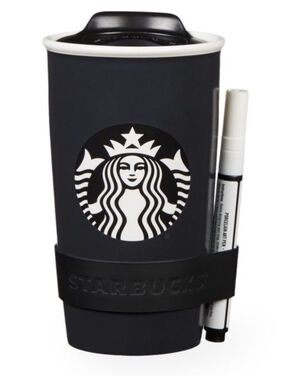 Starbucks NWT Coffee Writable Ceramic 12 Oz Travel Tumbler w/Lid & Pen x 2